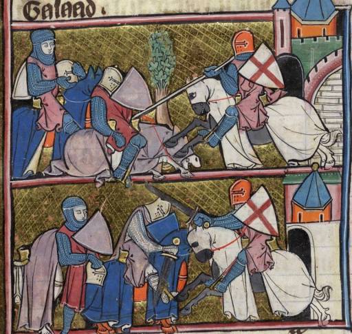 Episodio del Ciclo Arturiano - miniatura Francese, 1275-1300.